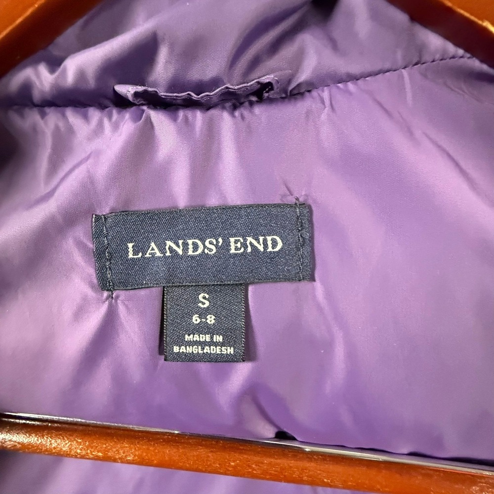 Lands' End Women's Down Puffer Vest Purple Small 6-8 Snap Front Quilted Nylon - Picture 7 of 9